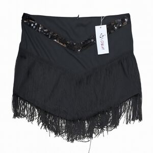 Black Sequin Fringe Asymmetrical Top